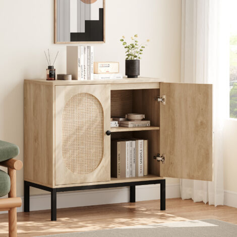 Buffet avec 2 Portes,Armoire de Cuisine,83x80x40cm, Étagères Réglables, Style Rustique, pour salon, salle à manger - bois naturel (1/5)