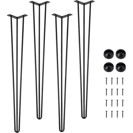 Lot de 4 Pieds de table en métal 40 pouces, remplacement des pieds de table, pieds de bureau robustes en tube carré, pieds de meuble pour table basse (1/4)