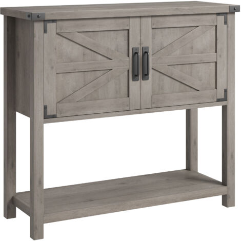 Table de Console Farmhouse avec 2 Portes, Table d'entrée avec 2 armoires de Rangement, Buffet Farmhouse pour la Cuisine, l'entrée, Le Salon, 32 Pouces, Gris (1/5)