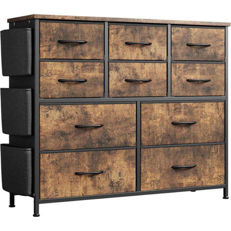Commode avec 10 tiroirs en Tissu, Commode Chambre, Meuble de Rangement, Meuble Chambre, Armoire à tiroirs pour Cuisine, Bureau, Couloir, Meuble TV avec tiroirs(marron) (1/5)