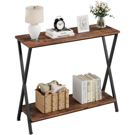 Table Console Fine, Petite Table de Présentation, Table d’Entrée, Bout de Canapé, Table d'Appoint Long, pour Couloir ,80x30x81cm,marron (1/5)