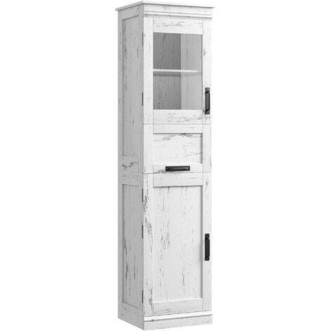 Meuble Colonne de Salle de Bain,Armoire de salle de bain - 170 cm - Armoire haute avec portes et étagère réglable - Armoire étroite - Pour salle de bain, salon, cuisine -blanc