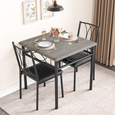 Ensemble Table et 2 Chaises, Set de Salle à Manger MDF, pour Cuisine, Petit Espace, Appartement, Jardin, Studio, Salon,gris (1/5)