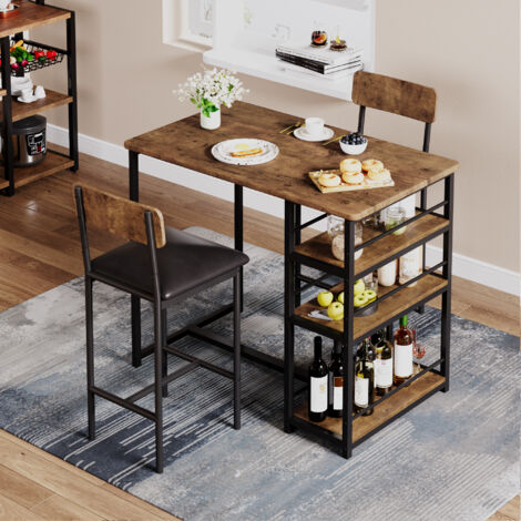 Hoerfuriy – Ensemble table et chaises 3 pièces MDF acier massif – 1 table 91,7x50cm – 2 chaises rembourrées – Salle à manger moderne MARRON/NOIR (1/5)