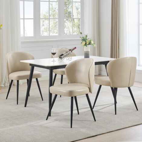 Hoerfuriy – Lot de 4 chaises de salle à manger en cuir synthétique – Dossier incurvé – Pieds en acier – Confort ergonomique – Résistantes jusqu'à 150kg (1/5)