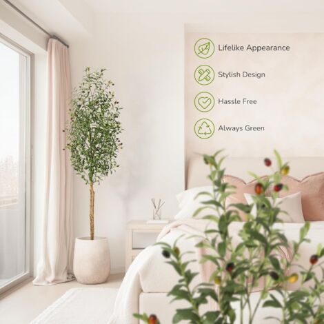 Plante Artificielle Olivier 37cm En Pot - Fausses Plantes D'Intérieur Avec Branches Et Fruits Pour Décoration Maison Et Bureau