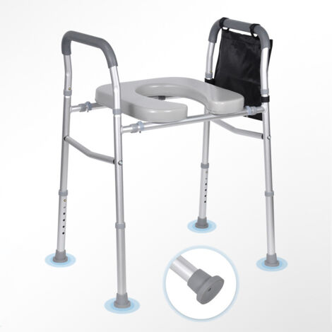Cadre Toilette Securise Largeur et Hauteur Reglables Barre deAppui pour WC avec Accoudoirs en Alliage deAluminium Charge 136 kg Deux Pieds Ventouses pour Handicapes Enceintes Personnes Âgees (1/5)