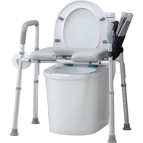 Rehausseur toilette adulte, Rehausseur WC Adulte pour les Seniors avec des Ventouses Maximisent la Sécurité, Cadre Sécurité WC Résistant avec Coussin de Siège Moelleux