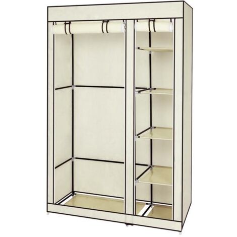SONGMICS Armoire De Rangement Vestiaire Penderie Portable Avec Barre De Suspension Porte-vêtements Pliable 140x43x174cm Gris RYG02GY - Maison