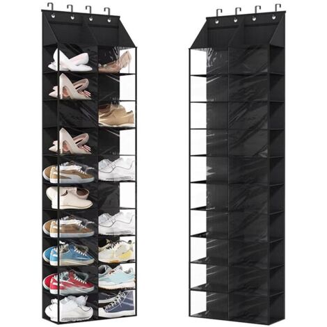 20 Poches Porte-Chaussures Suspendu,52.519.5163CM,Poche de Rangement Suspendue,au-Dessus de la Porte,Armoire Murale,Organisateur suspendu,Grandes Poches en Maille Noires pour Chambre à Coucher,Salon,S (1/5)
