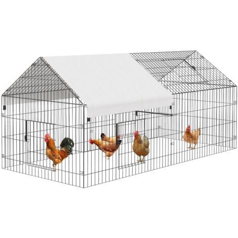 Hoerfuriy – Enclos pour poules en métal 214x101x101cm – Housse imperméable – Structure résistante aux UV – Accès facile avec 4 portes