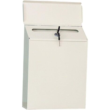 Boîte aux lettres avec serrure à clé - Support mural en métal -29x21.5CM, Boîte aux lettres sécurisée à suspendre pour porte d'entrée, bureau, extérieur, jardin, décoration murale - Beige (1/5)