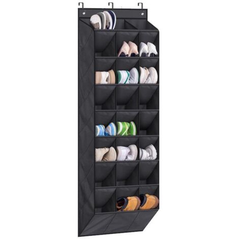 24 Poches Porte-Chaussures Suspendu,4217156CM,Poche de Rangement Suspendue,au-Dessus de la Porte,Armoire Murale,Organisateur suspendu,Grandes Poches en Maille Noires pour Chambre à Coucher,Salon,Salle (1/5)