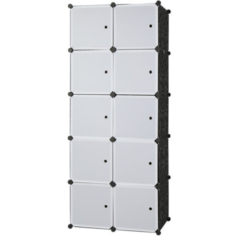 Meuble à chaussures,Armoire à Chaussures, Armoire modulable, Étagère de Rangement à Chaussures en Plastique,Meuble de Rangement Modulable,10 Compartiments - Noir (1/4)