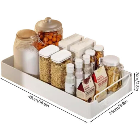 Tiroir Télescopique Extensible Cuisine 43x20x7 Cm - Adhésif Sans Perçage Blanc