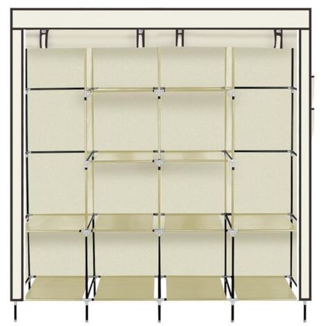 Armoire à vêtements portable 67 pouces, étagère de rangement pour vêtements, 12 étagères, 4