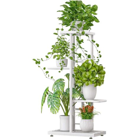 Support pour plantes 4 niveaux 41x22x82cm blanc Métal (1/5)