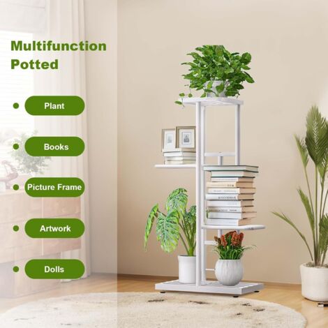 Support Plantes 8 Niveaux - Étagère Métallique Intérieur Pour Fleurs Angle Salon Balcon