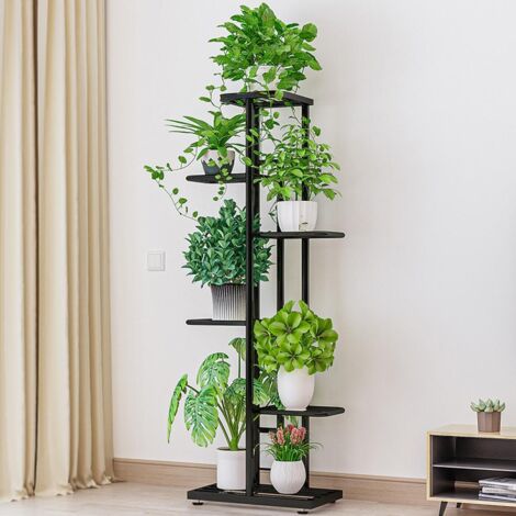 Étagère à Plante Porte Plante Multifonction Créatif Escalier à Fleurs Décoratif pour Balcon Salon Bureau Jardin,41x22x108cm(noir) (1/5)