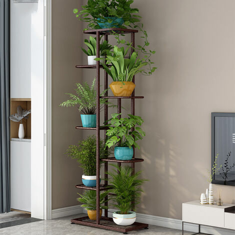 Hoerfuriy – Étagère à fleurs fer forgé – Porte plantes intérieur extérieur 4 niveaux – Dimensions 41x22x126cm – Résistante à la rouille – Design échelle moderne