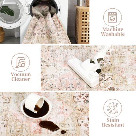 Tapis Vintage Motif Carte Du Monde - 160x230 Cm - Lavable, Antidérapant, Pour Salon Et Chambre