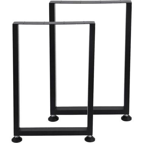 Lot de 2 Pieds de table en acier format rectangulaire noir, Pieds pour meubles, Pieds de table métal 67x45cm - Noir (1/5)