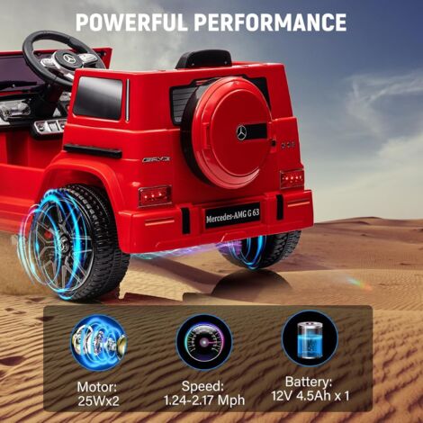Voiture électrique pour Enfants, sous Licence Mercedes-Benz G500, 12 V, avec télécommande, 3 Vitesses, klaxon, LED, Musique, USB, MP3, Bluetooth, pour garçons et Filles (Rouge Voiture électrique pour Enfants, sous Licence Mercedes-Benz G500, 12 V, avec télécommande, 3 Vitesses, klaxon, LED, Musique, USB, MP3, Bluetooth, pour garçons et Filles (Rouge