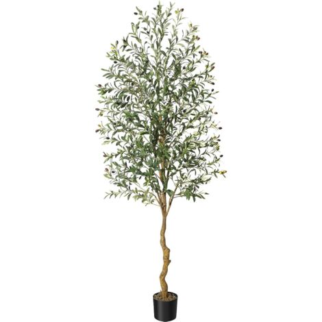 Olivier Artificiel 210cm en Pot Fausse Plante Verte Décoration pour Intérieur Extérieur Maison Chambre Salon Balcon Cour Jardin