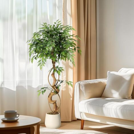 Plantes artificielles - Ficus artificiel - 120 cm - Grandes plantes en pot - Pour l'intérieur et l'extérieur - Maison - Bureau - Jardin - Décoration moderne