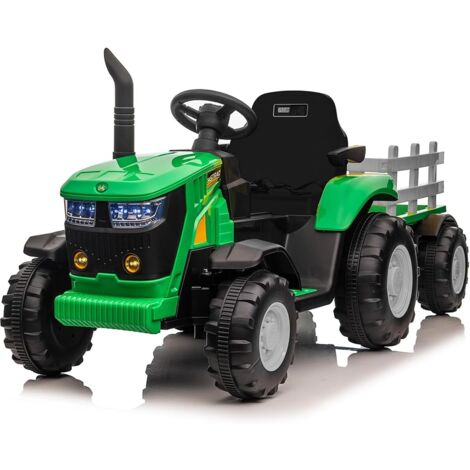 Hoerfuriy – Tracteur électrique pour enfants – Batterie 12V rechargeable – 2 moteurs 35W – Remorque détachable – 3 vitesses – Lumières LED 7 – Bluetooth/USB (1/5)