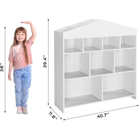 Bibliothèque Fisterra pour enfant avec 4 compartiments ouverts blanc gris bleu [en.casa] | Leroy