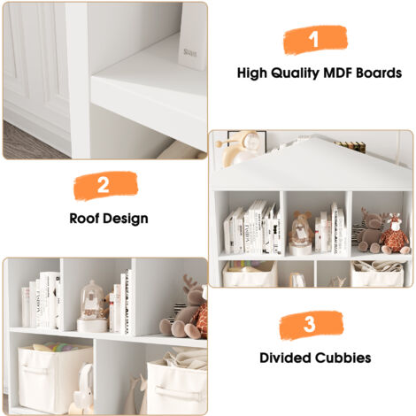 Bibliothèque En Bambou Forme S – 3 Niveaux, 3 Cubes Ouverts – Étagère Multicolore