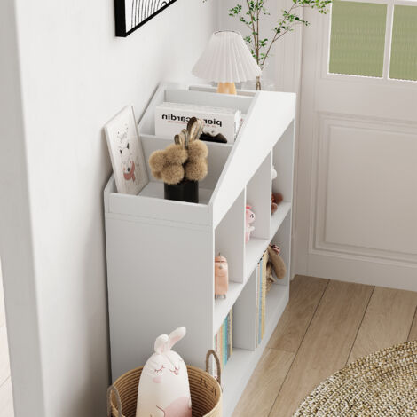 Bibliothèque Enfant Avec 3 Boîtes De Rangement - Étagère Autoportante 75x80x40 Cm, MDF, Blanc, Rangement Jouets/livres