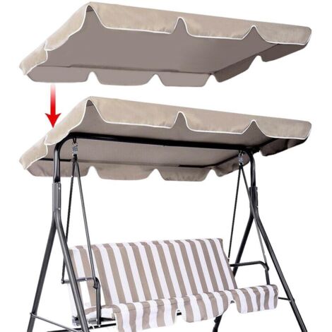 Toit de Rechange pour Balancelle de Jardin 2 Places, Universel Toile de Rechange pour Balancelle Jardin Exterieur, Imperméable Protection UV Housse de Rechange Toit de Balançoire (beige, 142x120x18cm) (1/5)