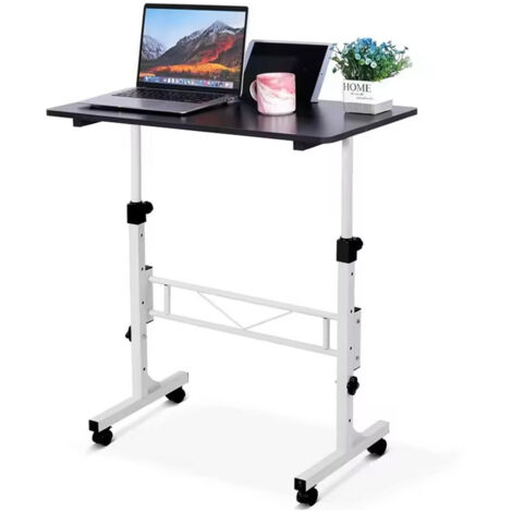 Petit bureau debout réglable en hauteur, bureau portable à roulettes pour tapis de marche, tapis de course, noir