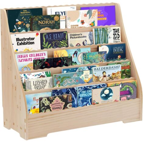 Bibliothèque Étagère à Livres pour Enfant, Meuble Rangement Enfant avec 5 Compartiments Ouverts,79x70x32cm