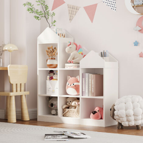Bibliothèque pour enfant,Étagère pour enfant - étagère à jouets - Blanc - 91x 30 x 107 cm
