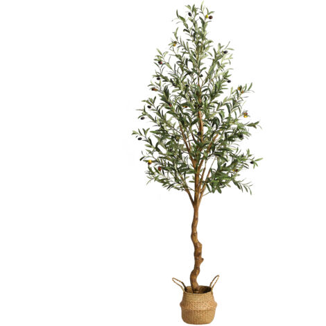 Olivier Artificiel 180cm - Arbre Décoratif Réaliste avec Fruits et Pot Décoration (1/5)