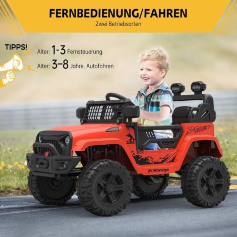 HOMCOM Quad Électrique Enfant 12V 4x4 - 2 Moteurs Puissants, Vitesse Jusqu'à 6 Km/h, Phares LED, MP3/USB, Klaxon, Parfait Pour Enfants 3-5 Ans - Rouge Tout-Terrain Fun !