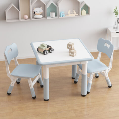 Table pour Enfant avec 2 Chaises -HOERFURIY -Ensemble de Table pour Enfants réglable en Hauteur (1/5)
