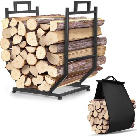 Étagère à bûches 33x47x57cm pour intérieur et extérieur,étagère à bois de chauffage,aide à l'empilage,abri pour bois de cheminée (1/5)
