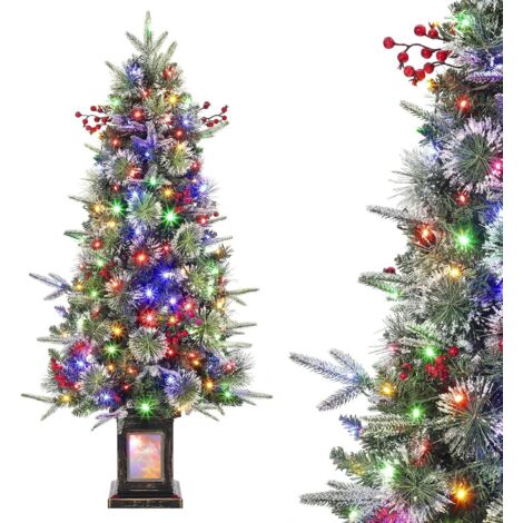 Arbre de Noël artificiel avec branches épaisses vert 125 cm PVC,avec 150 LED (1/5)