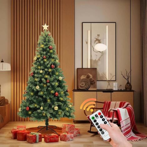 Sapin de Noël Artificiel 180 CM, Matériel PVC Arbre de Noël avec Socle en Métal Décoration de Noël (1/5)