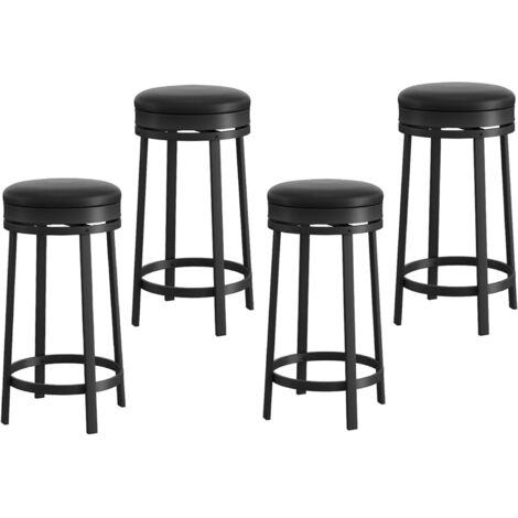 Tabouret de Bar - Lot de 4 - Noir - Pivotants 360° - Hauteur 62cm - Design Scandinave - NOIR (1/5)