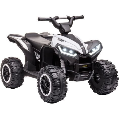 Quad Électrique Enfants,Voiture Électrique Enfants 4 Roues avec Musique, 12 V 6 Km/h max,Klaxon, Lumière LED, 18-36 Mois, Cadeaux de Noël pour Enfants, blanc