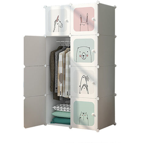 Armoire Penderie pour Enfants,  Étagère de rangement DIY,Étagère pour Chambre,Armoire de Rangement pour la Maison, 75x47x147CM