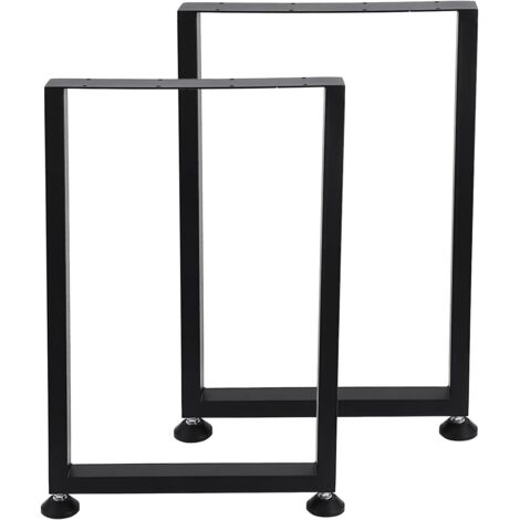 Lot de 2 Pieds de table en acier format rectangulaire noir, Pieds pour meubles, Pieds de table métal 67x45cm - Noir (1/5)