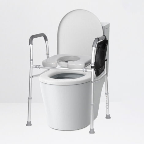 Réducteur WC-Rehausseur de Toilettes -Siège de toilette surélevé -largeur réglable - Poignée Antidérapante - Cadre de Sécurité -Tube en Acier (1/5)