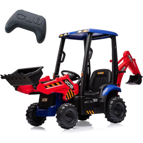 Excavatrice Electrique pour Enfants, Tractopelle à Batterie 12V pour Enfants ,avec Pelle, Parfait pour Enfants de 3 à 8 Ans,rouge