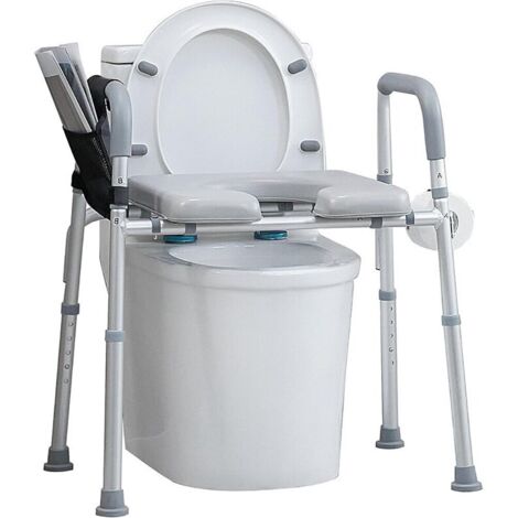 Lunsy – Réducteur WC surélevé avec hauteur réglable 45-55,1 cm – Poignée antidérapante – Cadre en acier – Confort pour personnes à mobilité réduite